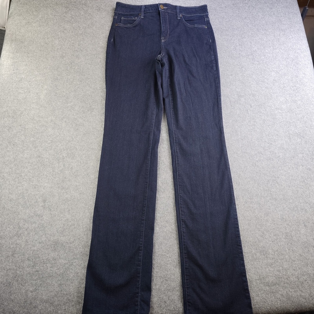 NYDJ Marilyn Straight Jeans Women's 10 Extra Long Blue Dark Wash Denim 30x35